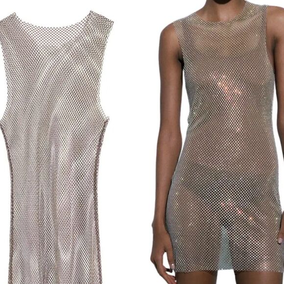 ZARA MESH RHINESTONE DRESS Crystal - Picture 13 of 13